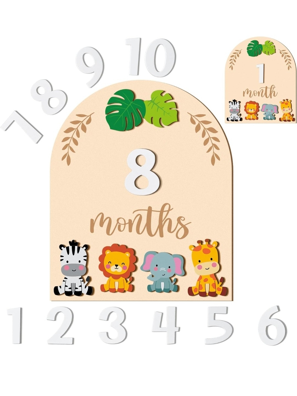 Baby Monthly Milestone Sign - 3D Wild Animal Wooden